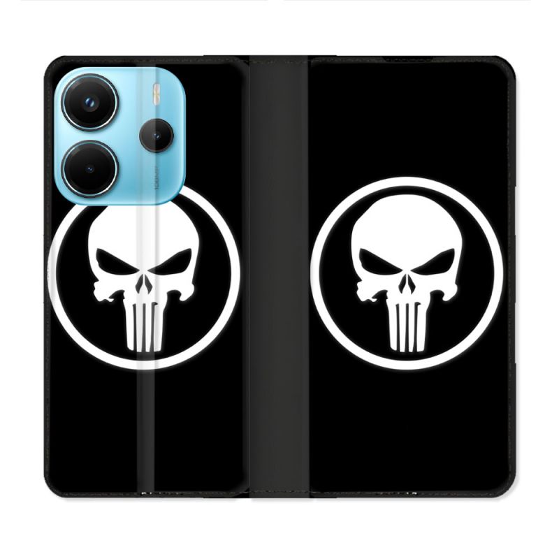 Housse Cuir Portefeuille Pour Xiaomi Redmi Note 14 4G Punisher