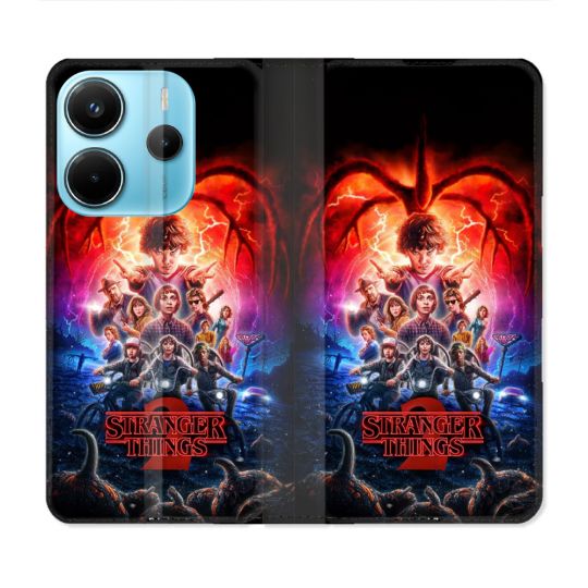 Housse Cuir Portefeuille Pour Xiaomi Redmi Note 14 4G Stranger Things Affiche 2