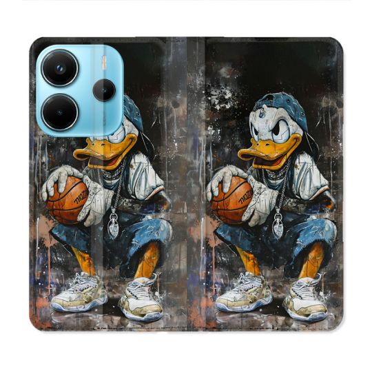 Housse Cuir Portefeuille Pour Xiaomi Redmi Note 14 4G Street Art Donald Duck