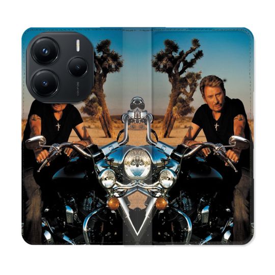 Housse Cuir Portefeuille Pour Xiaomi Redmi Note 14 5G Musique Johnny Hallyday Moto