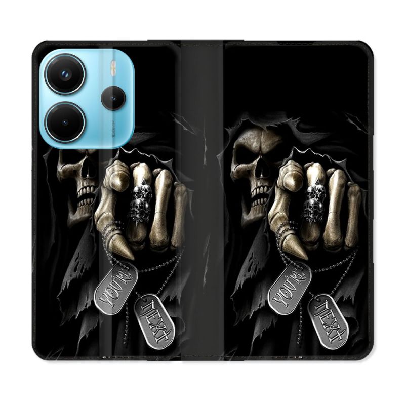 Housse Cuir Portefeuille Pour Xiaomi Redmi Note 14 4G Tete de Mort Your Next