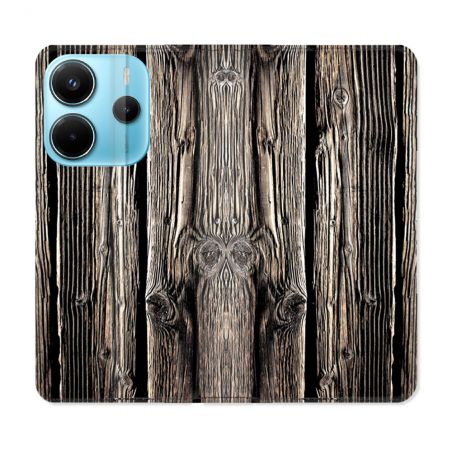 Housse Cuir Portefeuille Pour Xiaomi Redmi Note 14 4G Texture Bois