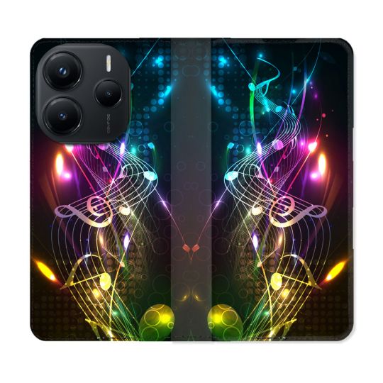Housse Cuir Portefeuille Pour Xiaomi Redmi Note 14 5G Musique Partition Multicolore