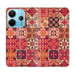 Housse Cuir Portefeuille Pour Xiaomi Redmi Note 14 4G Texture Carreau Ciment Rouge