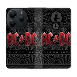 Housse Cuir Portefeuille Pour Xiaomi Redmi Note 14 5G Musique Rock ACDC Rouge