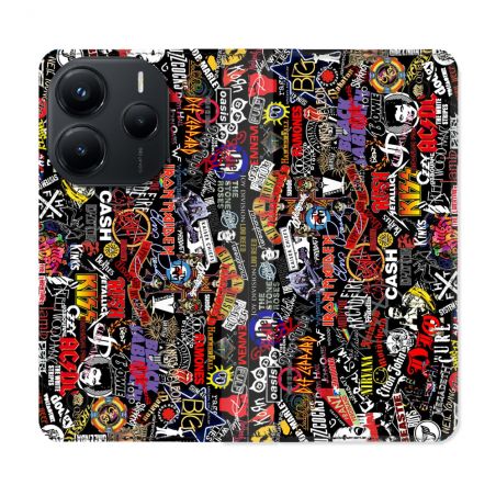 Housse Cuir Portefeuille Pour Xiaomi Redmi Note 14 5G Musique Rock Groupe