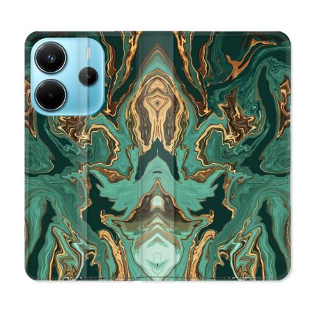 Housse Cuir Portefeuille Pour Xiaomi Redmi Note 14 4G Texture Marbre Vert