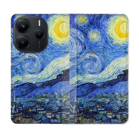 Housse Cuir Portefeuille Pour Xiaomi Redmi Note 14 5G Peinture La nuit étoilée