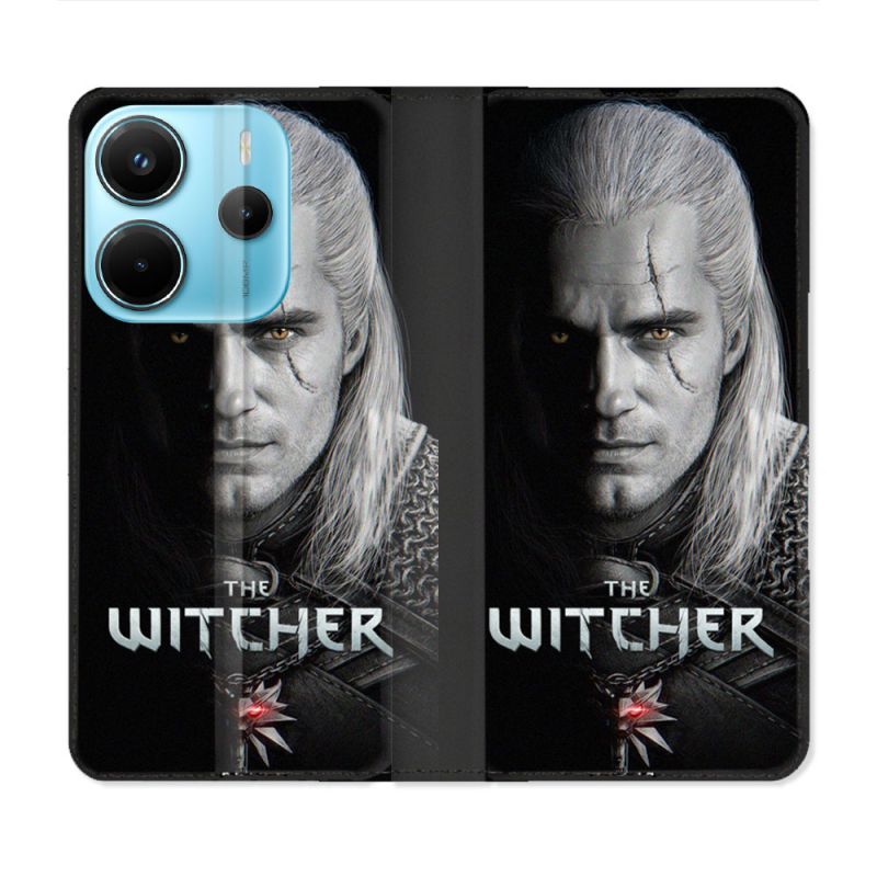 Housse Cuir Portefeuille Pour Xiaomi Redmi Note 14 4G The Witcher Noir