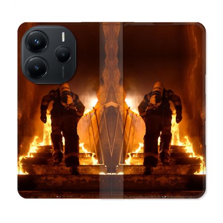 Housse Cuir Portefeuille Pour Xiaomi Redmi Note 14 5G Pompier Escalier