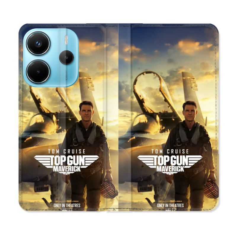 Housse Cuir Portefeuille Pour Xiaomi Redmi Note 14 4G Top Gun