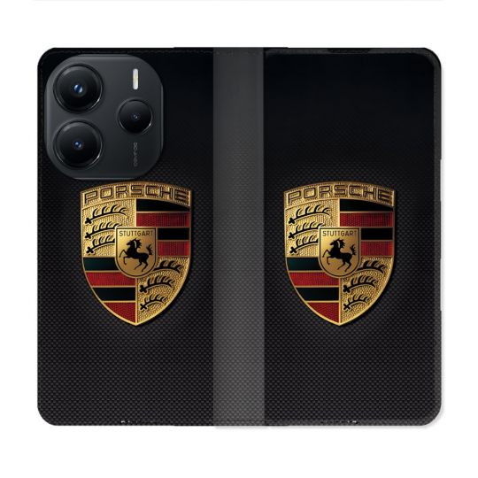 Housse Cuir Portefeuille Pour Xiaomi Redmi Note 14 5G Porsche Carbone