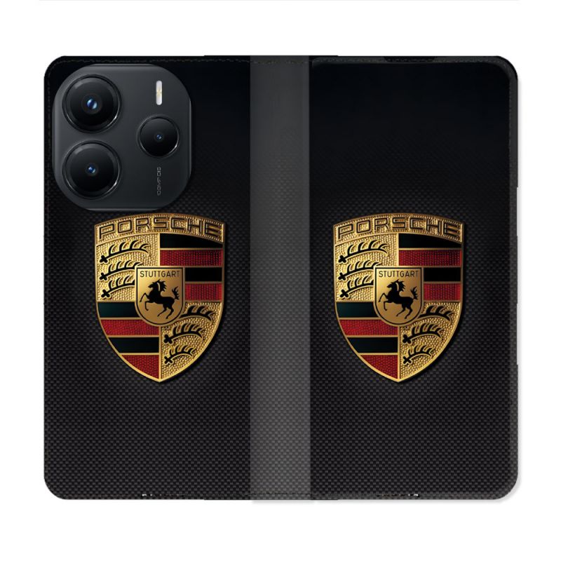 Housse Cuir Portefeuille Pour Xiaomi Redmi Note 14 5G Porsche Carbone