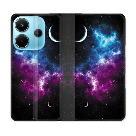 Housse Cuir Portefeuille Pour Xiaomi Redmi Note 14 4G Univers Bleu Violet