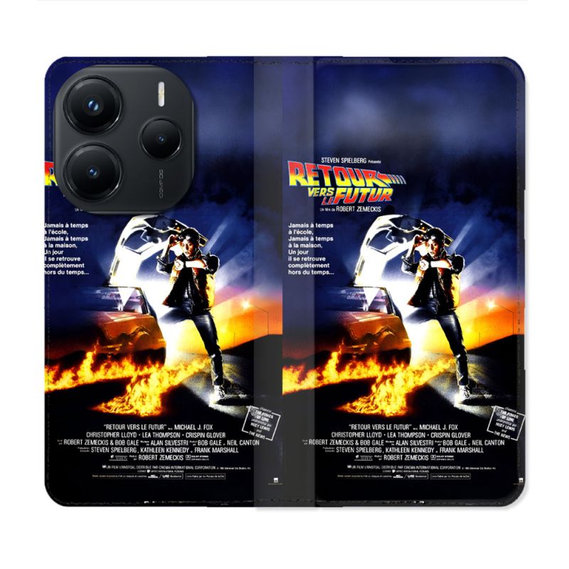 Housse Cuir Portefeuille Pour Xiaomi Redmi Note 14 5G Retour Vers Le Futur Affiche