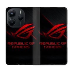 Housse Cuir Portefeuille Pour Xiaomi Redmi Note 14 5G ROG Rouge