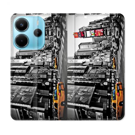 Housse Cuir Portefeuille Pour Xiaomi Redmi Note 14 4G Voyage Amerique USA New York Taxi