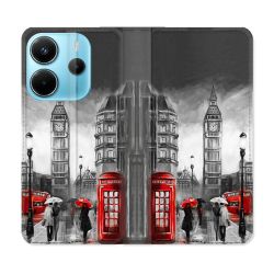 Housse Cuir Portefeuille Pour Xiaomi Redmi Note 14 4G Voyage Angleterre Londres Vintage