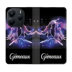 Housse Cuir Portefeuille Pour Xiaomi Redmi Note 14 5G Signe Zodiaque 2 Gémeaux