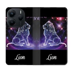 Housse Cuir Portefeuille Pour Xiaomi Redmi Note 14 5G Signe Zodiaque 2 Lion
