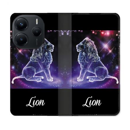 Housse Cuir Portefeuille Pour Xiaomi Redmi Note 14 5G Signe Zodiaque 2 Lion