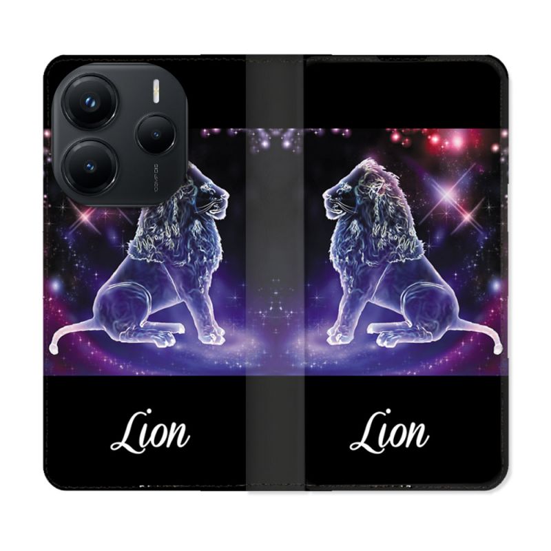 Housse Cuir Portefeuille Pour Xiaomi Redmi Note 14 5G Signe Zodiaque 2 Lion