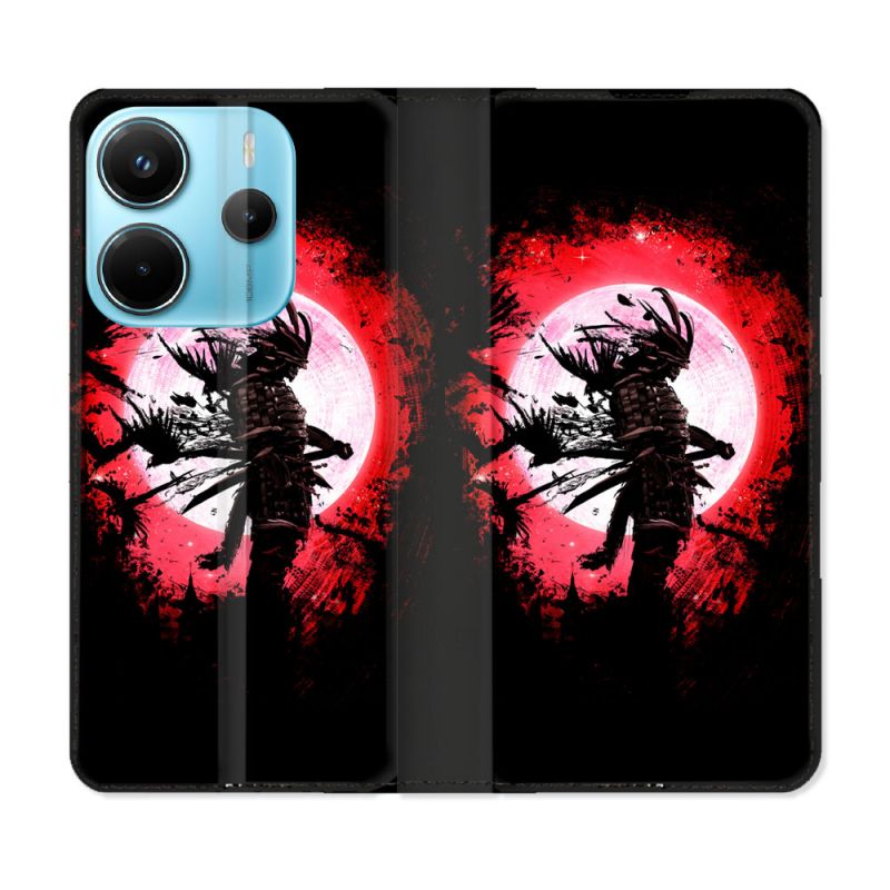 Housse Cuir Portefeuille Pour Xiaomi Redmi Note 14 4G Voyage Japon Samourai