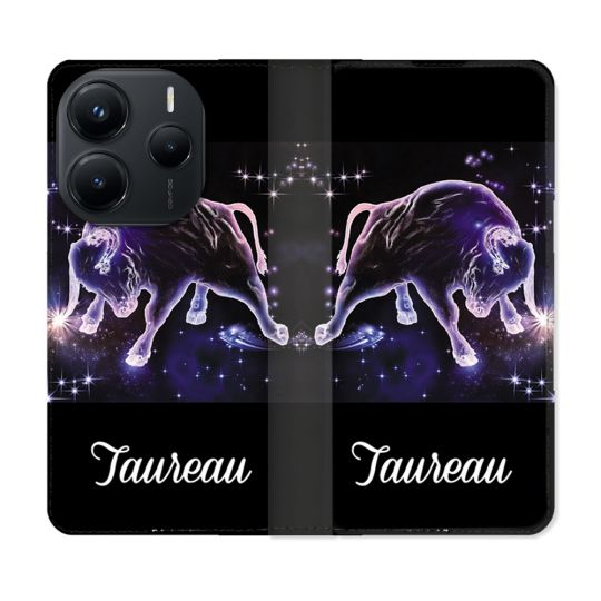 Housse Cuir Portefeuille Pour Xiaomi Redmi Note 14 5G Signe Zodiaque 2 Taureau