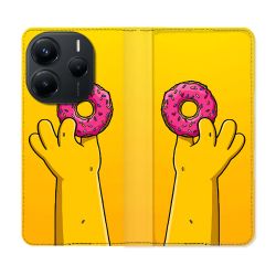 Housse Cuir Portefeuille Pour Xiaomi Redmi Note 14 5G Simpson Donuts