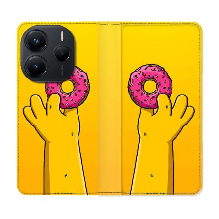 Housse Cuir Portefeuille Pour Xiaomi Redmi Note 14 5G Simpson Donuts