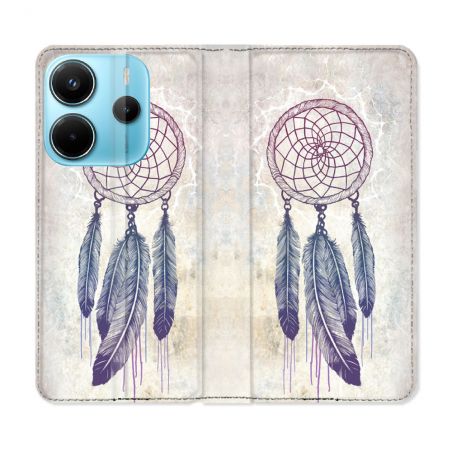 Housse Cuir Portefeuille Pour Xiaomi Redmi Note 14 4G Zen Attrape Reve Blanc