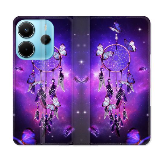 Housse Cuir Portefeuille Pour Xiaomi Redmi Note 14 4G Zen Attrape Reve Papillon