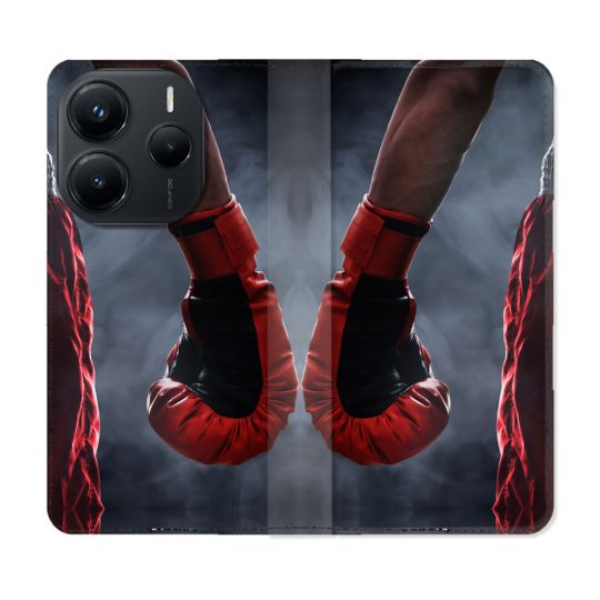 Housse Cuir Portefeuille Pour Xiaomi Redmi Note 14 5G Sport Boxe Gant Rouge