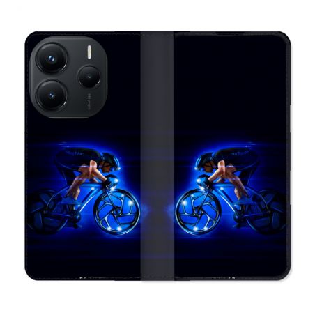 Housse Cuir Portefeuille Pour Xiaomi Redmi Note 14 5G Sport Cyclisme Bleu