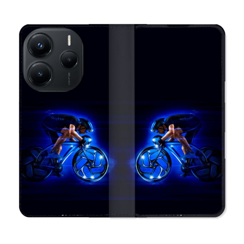 Housse Cuir Portefeuille Pour Xiaomi Redmi Note 14 5G Sport Cyclisme Bleu