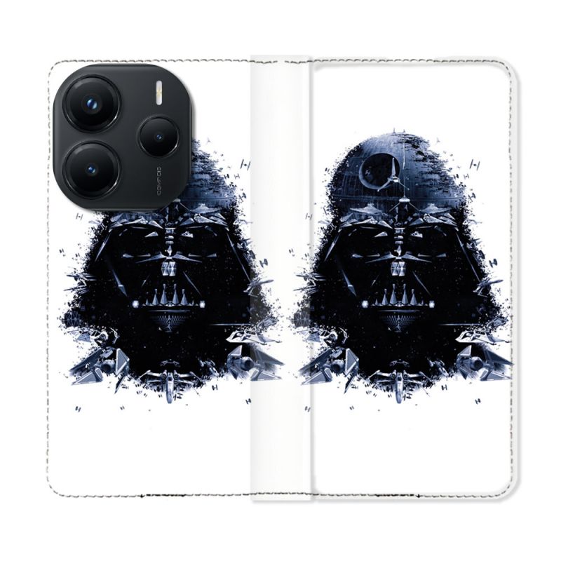 Housse Cuir Portefeuille Pour Xiaomi Redmi Note 14 5G Star Wars - Dark Vador Blanc