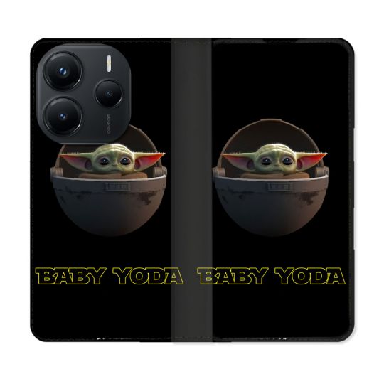 Housse Cuir Portefeuille Pour Xiaomi Redmi Note 14 5G Star Wars - Yoda bebe noir