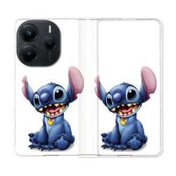 Housse Cuir Portefeuille Pour Xiaomi Redmi Note 14 5G Stitch Blanc