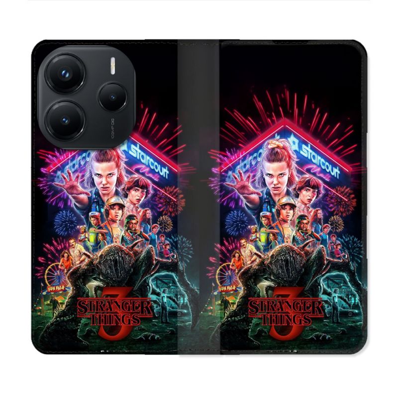 Housse Cuir Portefeuille Pour Xiaomi Redmi Note 14 5G Stranger Things Affiche 3