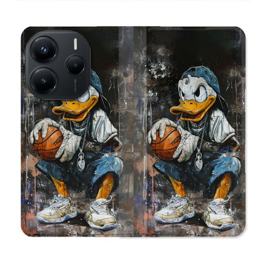 Housse Cuir Portefeuille Pour Xiaomi Redmi Note 14 5G Street Art Donald Duck