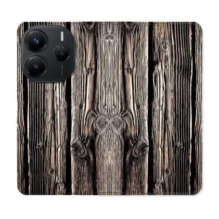 Housse Cuir Portefeuille Pour Xiaomi Redmi Note 14 5G Texture Bois