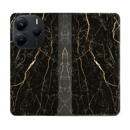 Housse Cuir Portefeuille Pour Xiaomi Redmi Note 14 5G Texture Marbre Noir