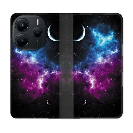 Housse Cuir Portefeuille Pour Xiaomi Redmi Note 14 5G Univers Bleu Violet