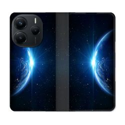 Housse Cuir Portefeuille Pour Xiaomi Redmi Note 14 5G Univers Planete Terre