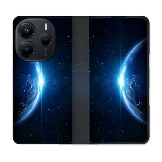 Housse Cuir Portefeuille Pour Xiaomi Redmi Note 14 5G Univers Planete Terre