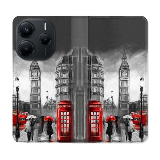 Housse Cuir Portefeuille Pour Xiaomi Redmi Note 14 5G Voyage Angleterre Londres Vintage