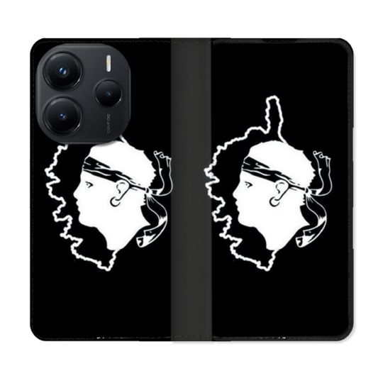 Housse Cuir Portefeuille Pour Xiaomi Redmi Note 14 5G Voyage Corse Noir