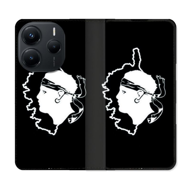 Housse Cuir Portefeuille Pour Xiaomi Redmi Note 14 5G Voyage Corse Noir