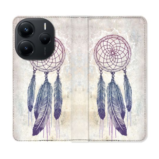 Housse Cuir Portefeuille Pour Xiaomi Redmi Note 14 5G Zen Attrape Reve Blanc