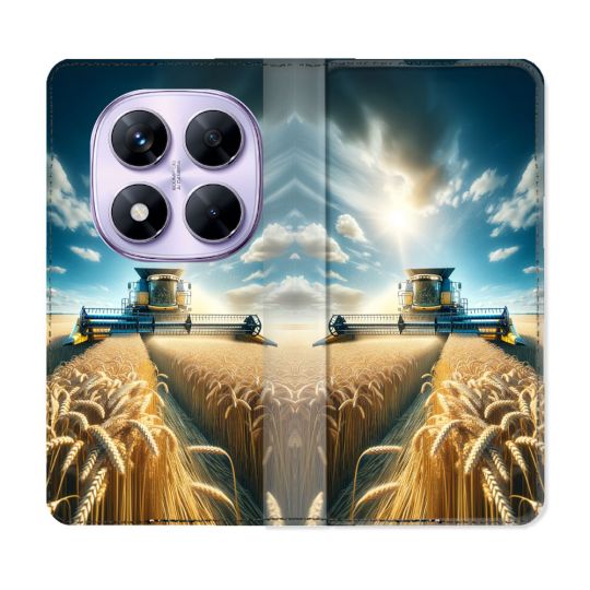 Housse Cuir Portefeuille Pour Xiaomi Redmi Note 14 PRO 4G Agriculture Moissonneuse Blé